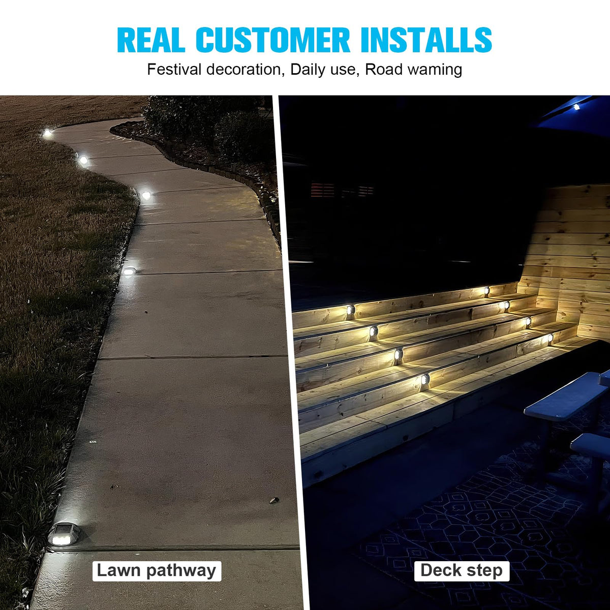 Solar Deck Driveway Dock Lights (Warm White / 4 Pack)