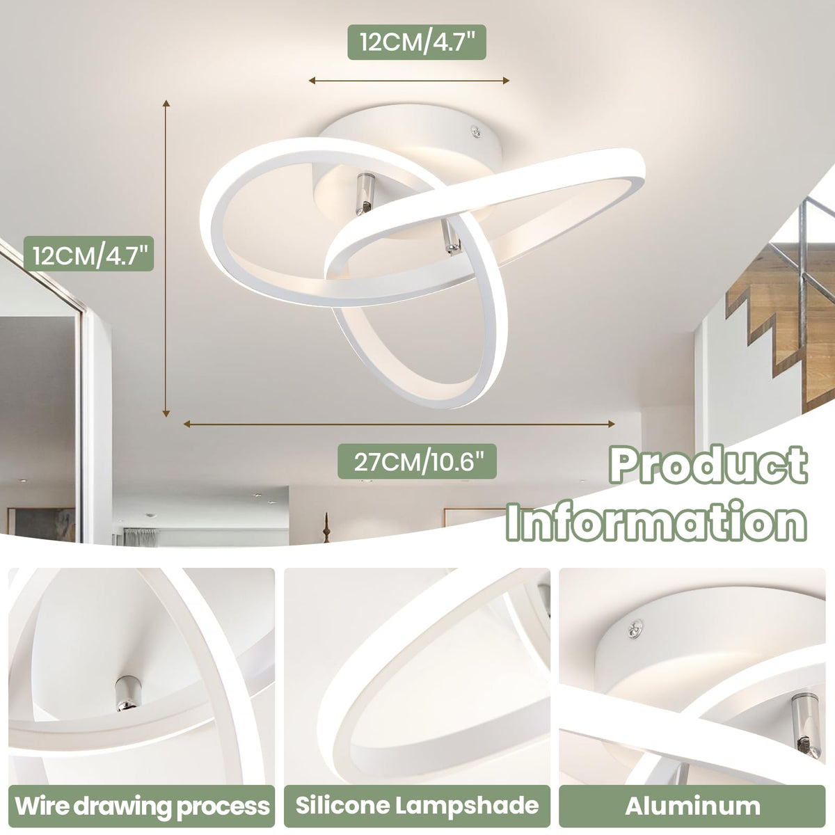 Modern Led Ceiling Light Fixtures (White, 4500K)