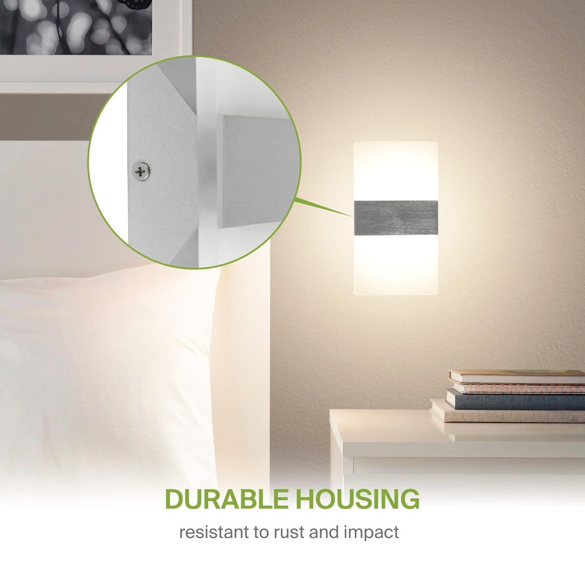 Indoor LED Wall Sconce Lights (8 Inch - Brushed Nickel / 2 Pack)