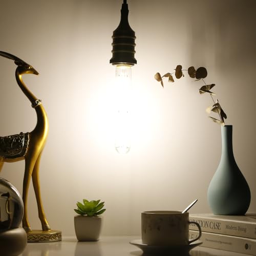 Dimmable E26 LED Bulb 4W Equal 40 Watt Warm White 2700K E26 Edison AC120V 400lm Tubular T9 T10 LED Light Bulb for Rustic Pendant