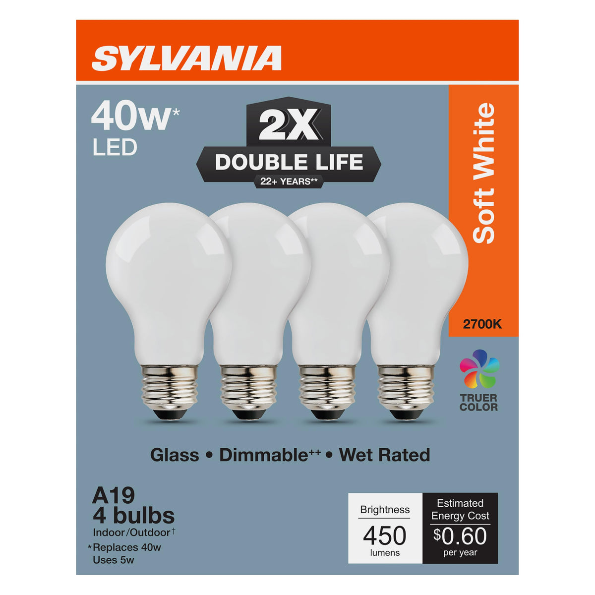 Sylvania Double Life LED Light Bulb (2700k (Soft White) / 4 Pack)