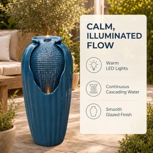 32'' Glazed Red Outdoor Water Fountain