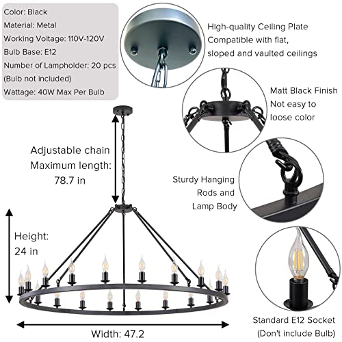 Black Wagon Wheel Chandelier