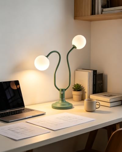 Green Globe Table Lamp Dimmable Magic DIY Arms G9 Bulbs Included (17-Green-Globe-2U-Magic DIY Arms)