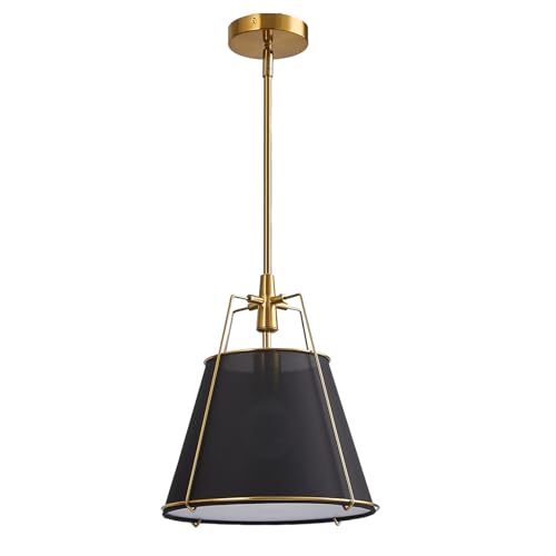 Modern Pendant Light Fixtures with 12" White Linen Fabric Shade