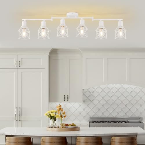 Track Lighting Fixtures (White / 6-Light-Cage)