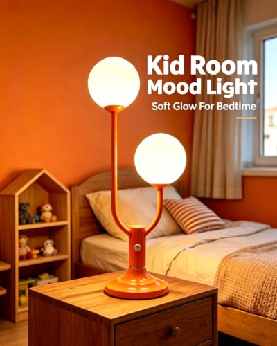 Orange Table Lamp Dimmable Vintage Globe Lamp G9 2 Bulbs Included (03-Orange-Globe-2U)