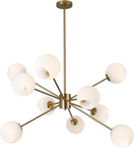 Mid Century Modern Chandelier 6 Lights Magic Bean Molecular Chandelier Globe Chandeliers Light Fixture for Living Room Restaurant Kitchen Island E26 Base…