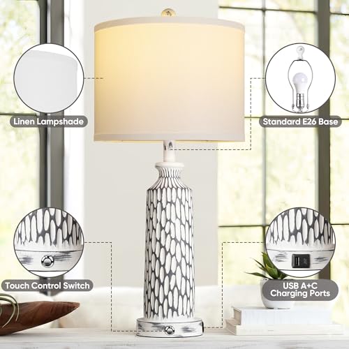 26" Table Lamps Set of 2 (Gray white)