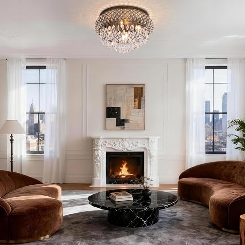19.5'' Crystal Bronze Chandelier (19.6"Wx11.3"H / Bronze)