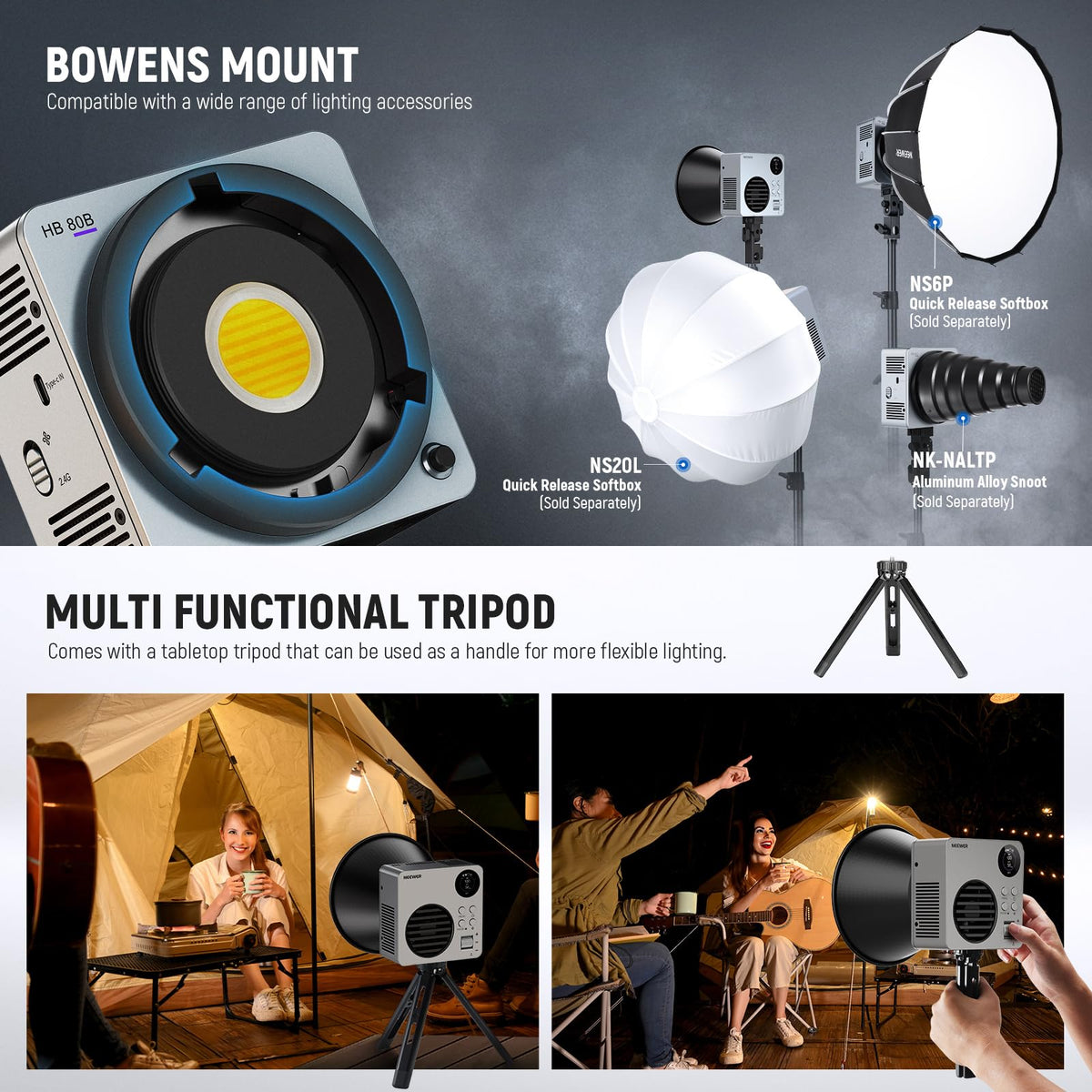 HB80B Bi Color LED Video Light