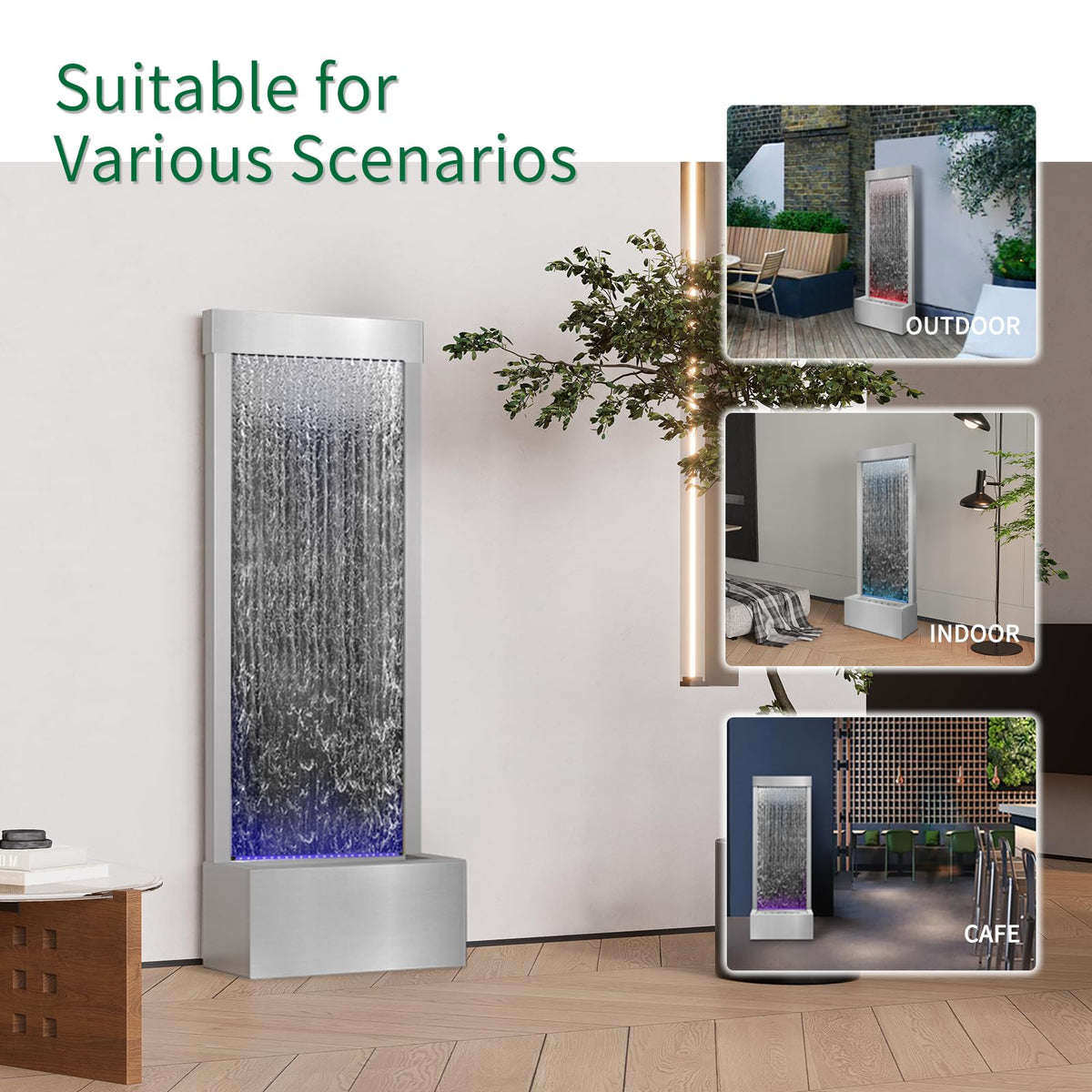 48" Mirror Waterfall (Silver - Mirrored Silver)
