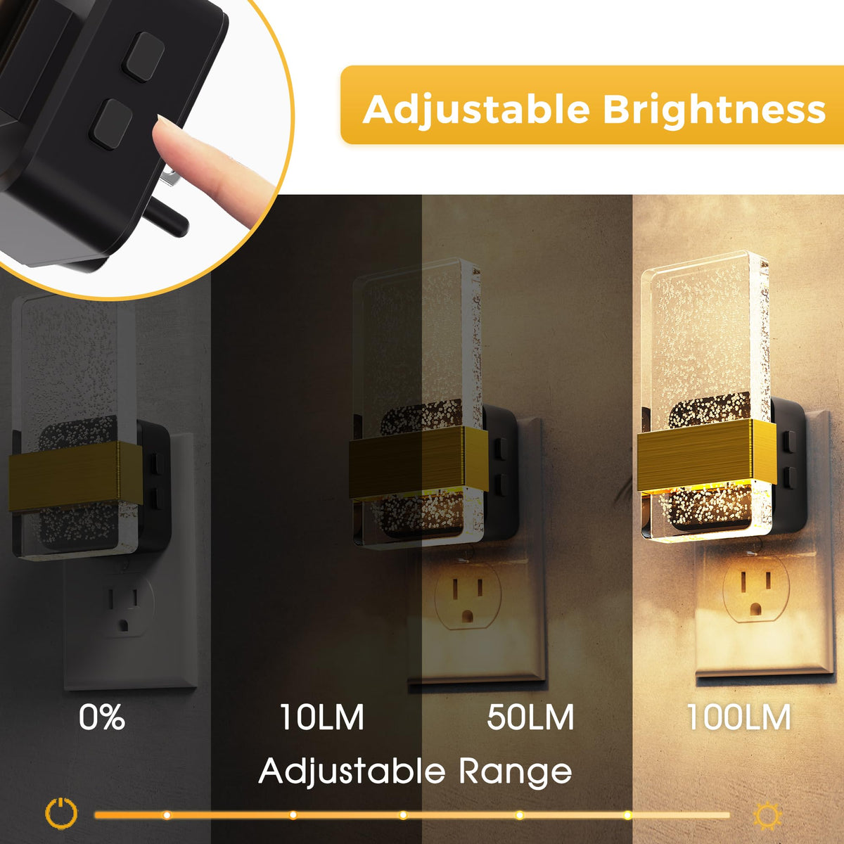 Night Light Night Lights Plug Into Wall 3CCT Adjustable 2 Pack (Golden)