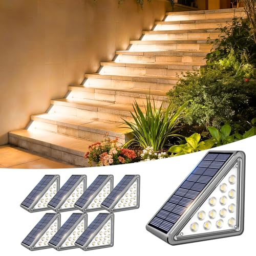 8 Pack Solar Step Lights Outdoor Waterproof (Gray)