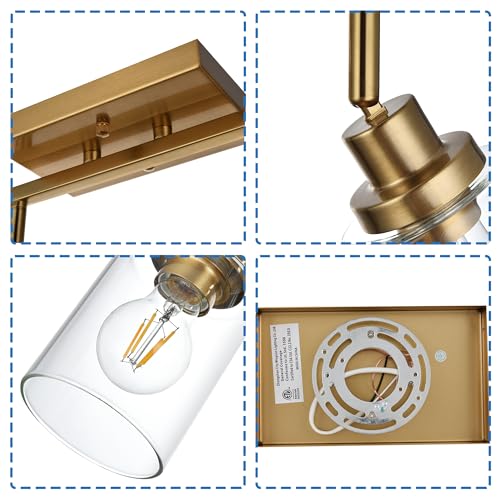 4 Light Track Lighting Kit Brass Bathroom Vanity Light Fixtures with Adjustable Track Head Ceiling Spotlight Fixture for Hallway Porch Foyer Storage (Brass / 4-Light)