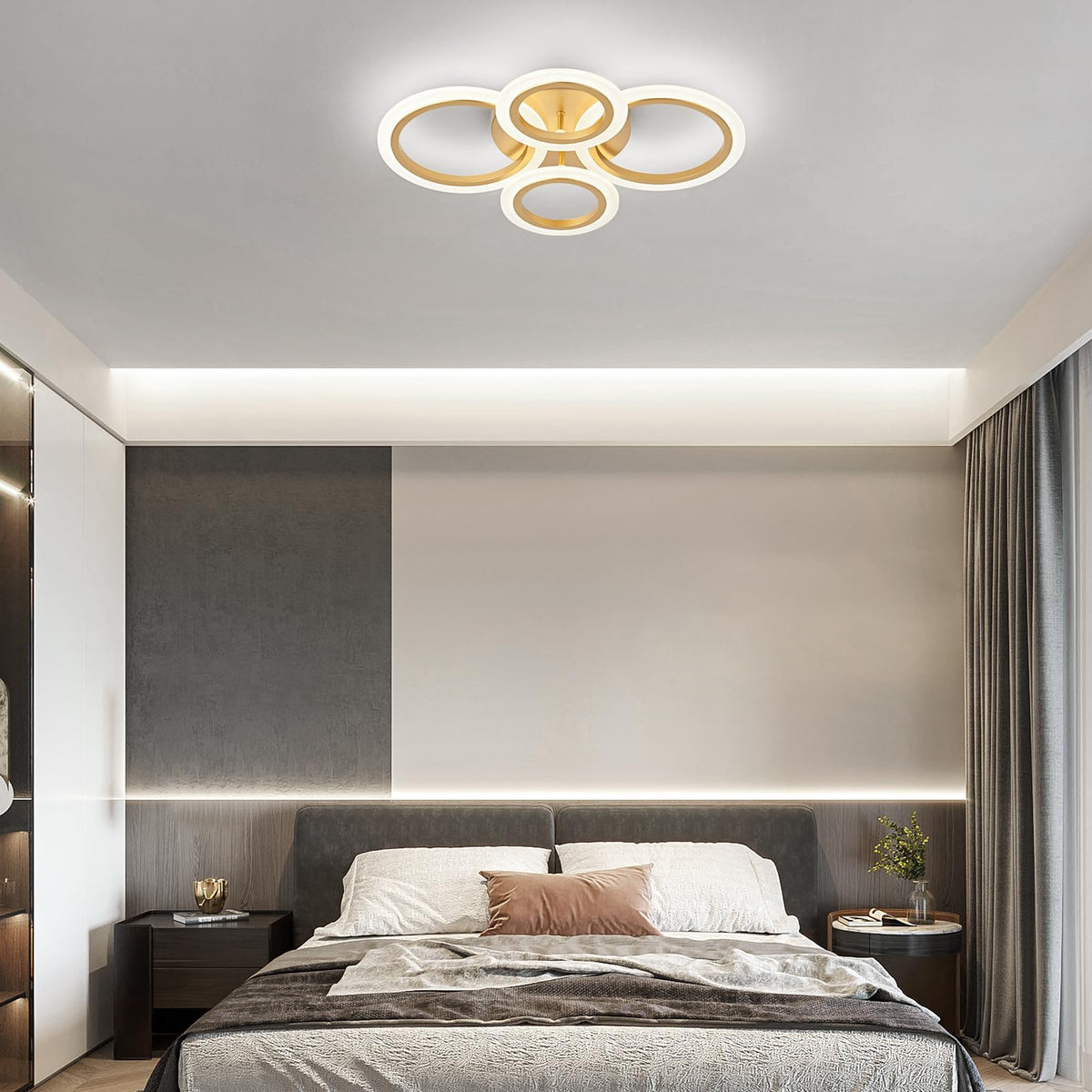 Modern LED Ceiling Light (4-Light / Gold)
