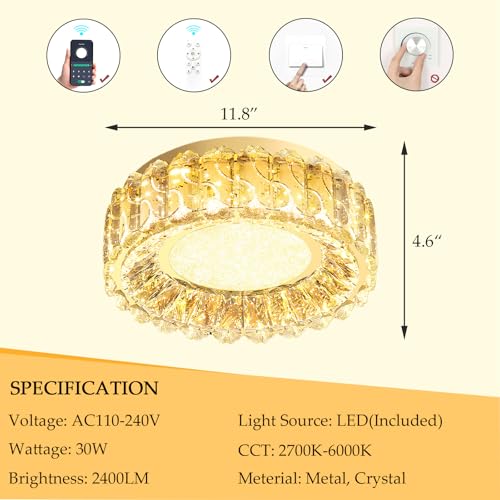 Modern Crystal Chandeliers for LED Dimmable Pendant Lighting Flush Mount Light Living Room