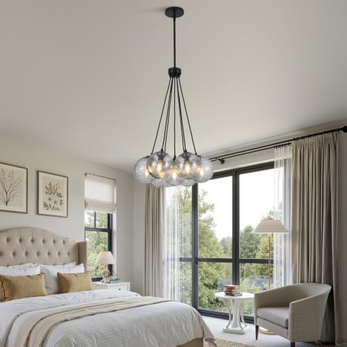 7LT Black Sputnik Bubble Chandelier (Black-Smoke-7 Light / Black-Smoke-17.75")