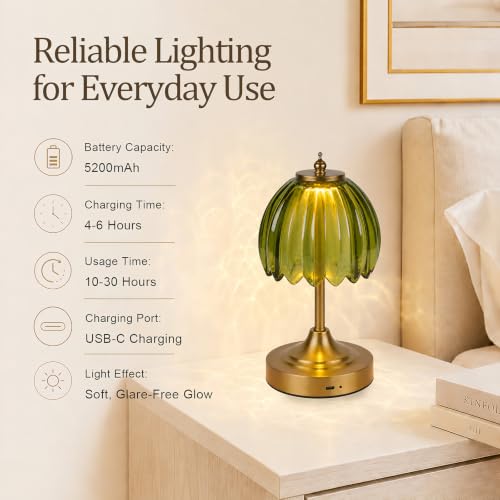 Upgrade Mini Tulip Cordless Table Lamp (Amber Green)