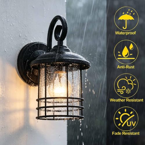 5.5" Wide Black Single Outdoor Porch Light (Black / 1 Pack H9.8")