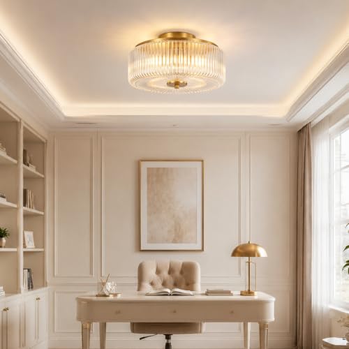 Gold Flush Mount Ceiling Light for Entryway (Gold/Clear-Flush Mount)