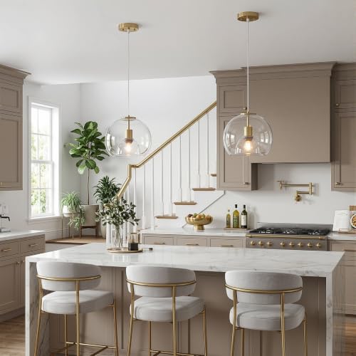 Clear Glass Pendant Lights Kitchen Island (Clear(7.87 in) / 3-Pack)