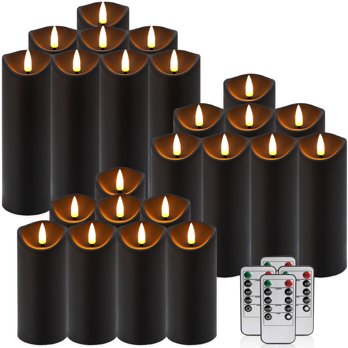 Halloween Flickering Flameless Candles - 24 Pack, Black