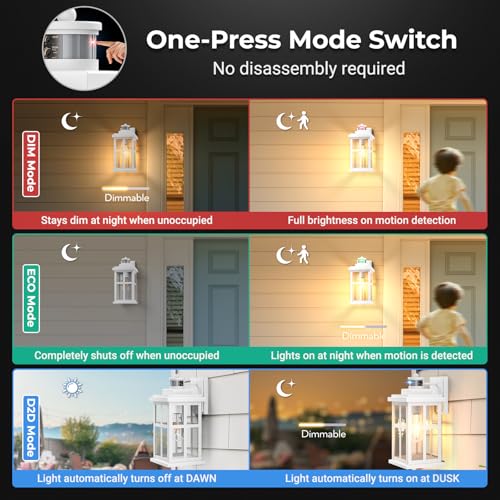Large White Outdoor Wall Lights (Large Motion Sensor 1 Pack / White)