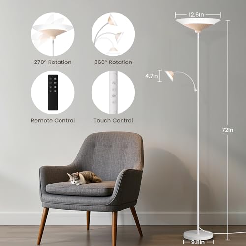 Torchiere Floor Lamp with Wood Grain Shade (Wood Grain)