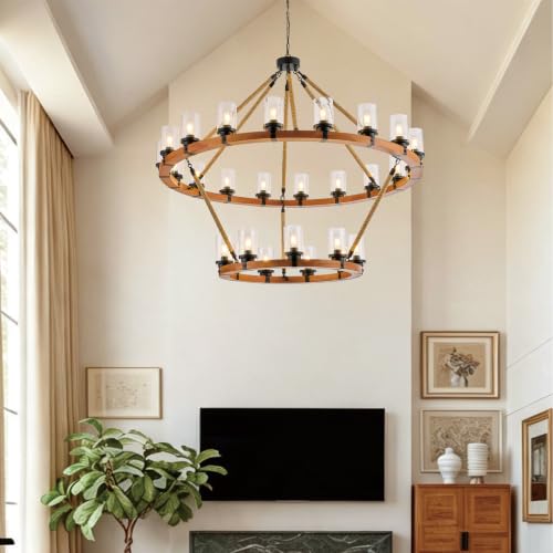 60" 2 Tier Farmhouse Chandelier 27 (2-Tier 27-Light)