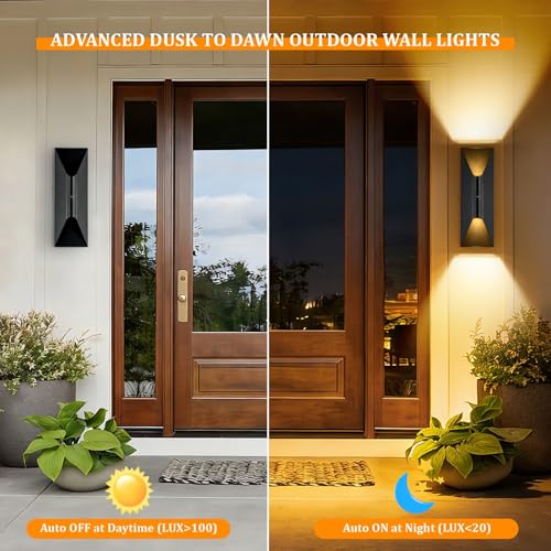 Dusk to Dawn Outdoor Wall Lights (2 Pack)