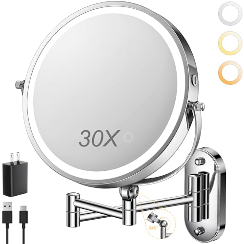 9" Wall Mounted Lighted Makeup Mirror