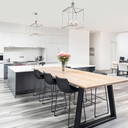 15.7" Brushed Nickel Chandeliers for Dining Room Modern Farmhouse Geometric 6 (186-Brushed Nickel)
