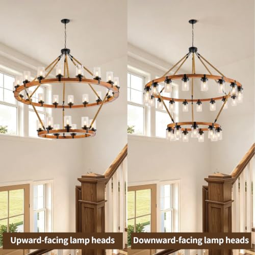 Rustic 6 Light Wagon Wheel Chandelier