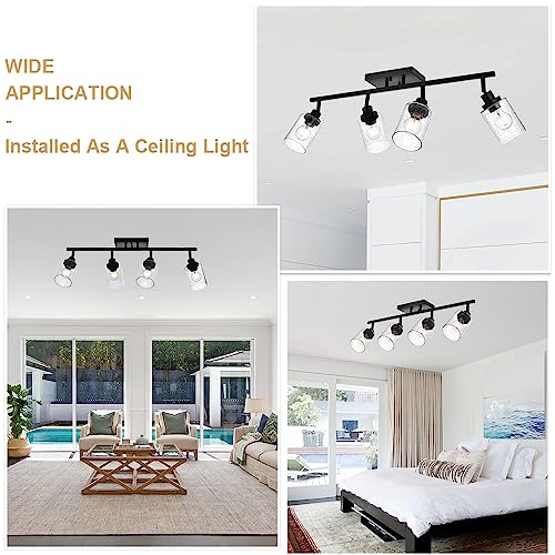 4 Light Track Lighting Kit Bathroom Wall Light Fixtures (Black / 4-Light)