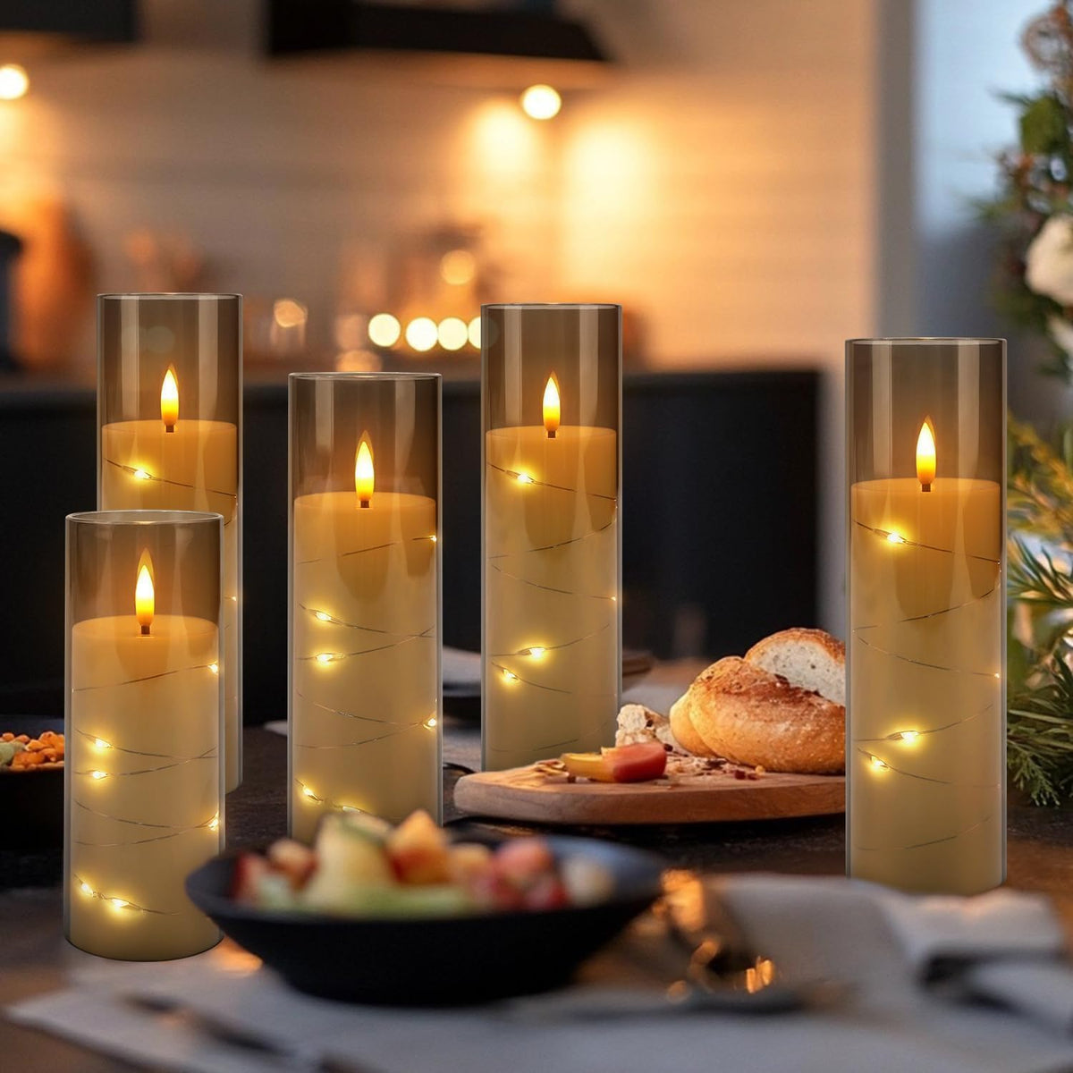 Halloween Decoration Flickering Flameless Candles - 24 Pack, Grey-2
