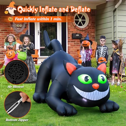 7 FT Halloween Inflatable Black Cat Yard Decoration (7FT Black Cat)