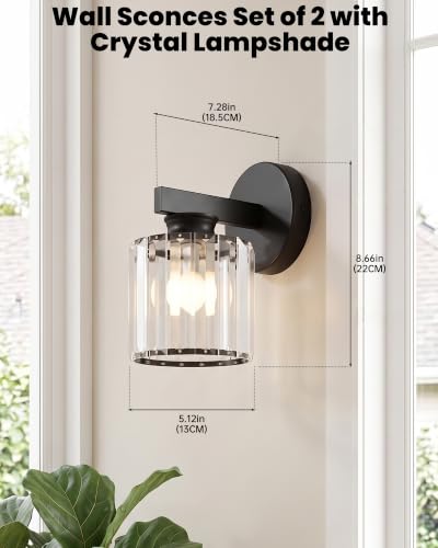 Hardwired Wall Sconces Set of Two (Black-B)
