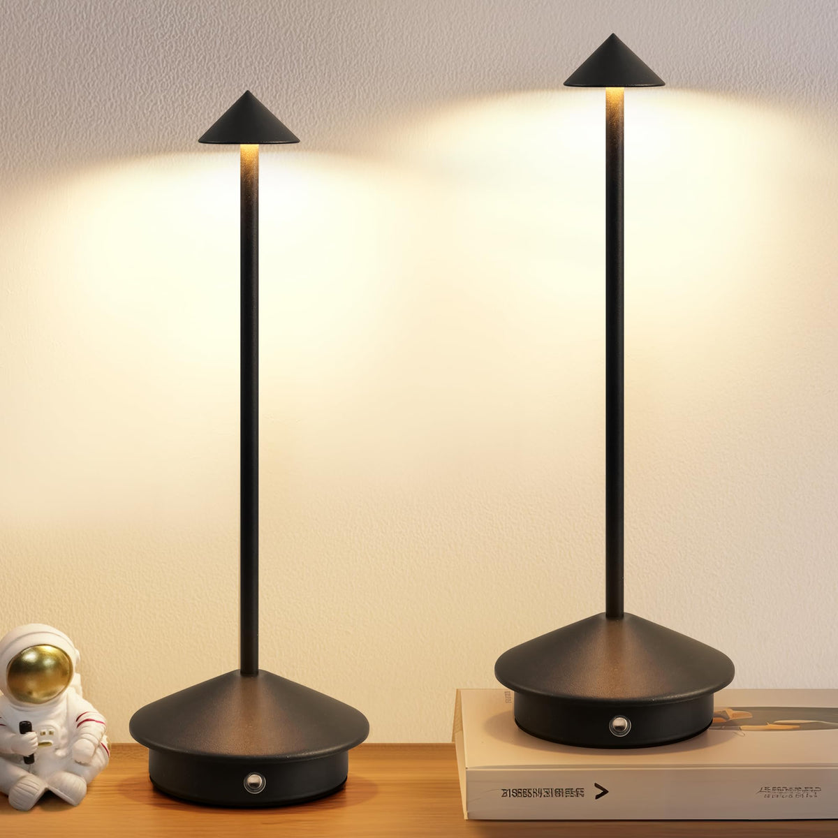 Modern Cordless Table Lamp Set of 2 (Black (2 Pack))