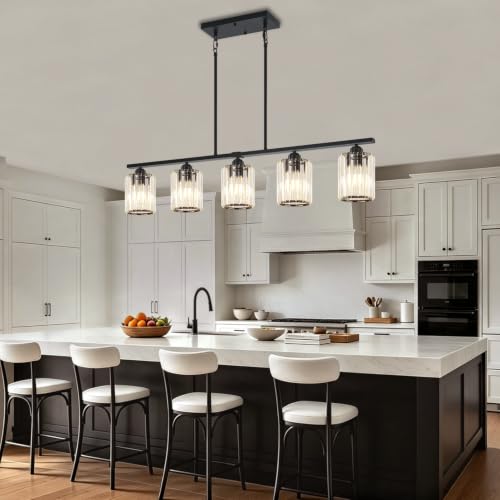 Crystal Linear Chandelier Modern Dining Room Light Fixtures Over Table