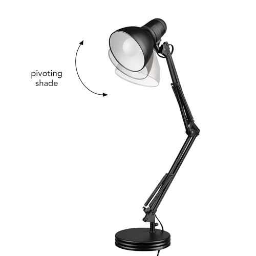 5698601 28" Heavy Base Top Moving Spring Balanced Swing Arm Desk Lamp (Black / 28 inches)