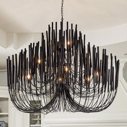 Modern Farmhouse Chandelier for Dining Room 57" (Black / 57 inches)