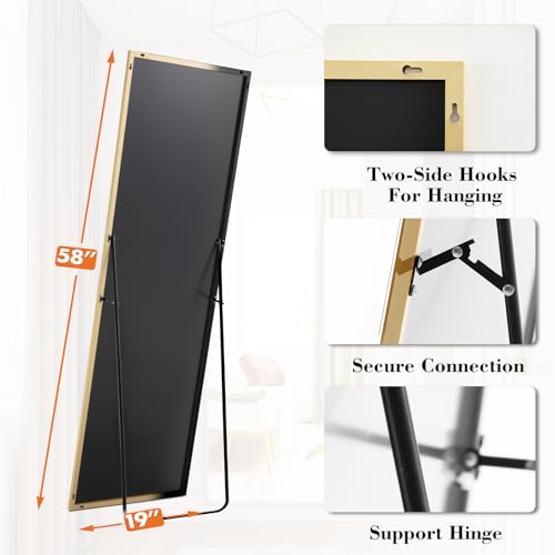 Full Length Mirror 19"x 58" for Bedroom (Gold / 58"L x 19"W)