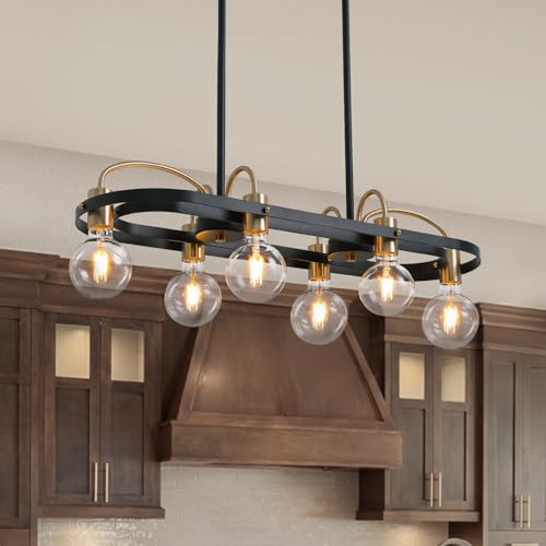 6 Lights Rectangular Chandelier (Black)