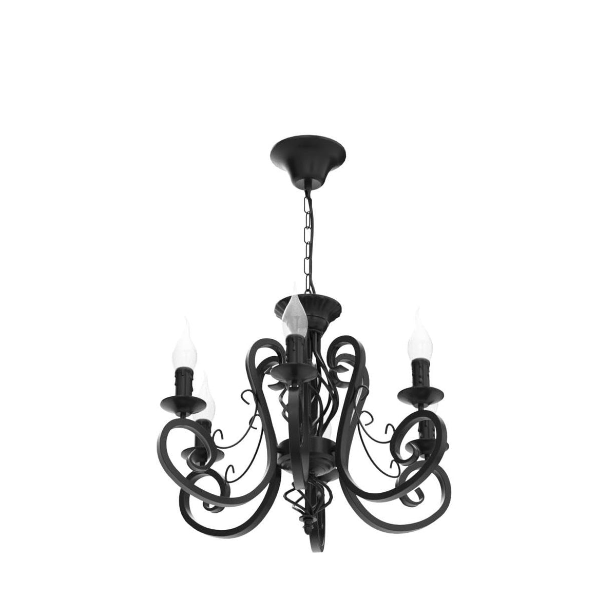 6 Light French Country Chandelier (Black/6 Lights)