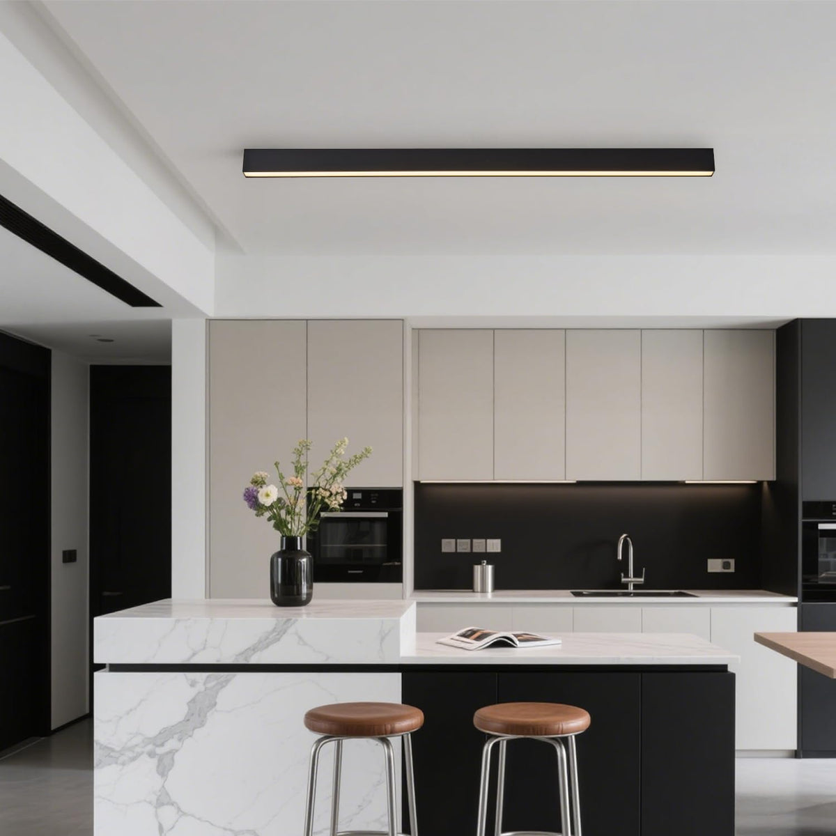 Black ceiling light LED (Black / 39.4IN)