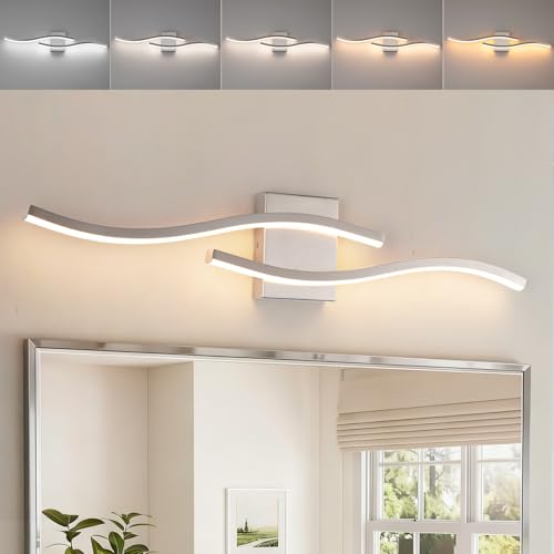 Brushed Nickel Curved 3000~6000K Bathroom Vanity Light Fixture Over Mirror (Brushed Nickel / 31.5INCH)
