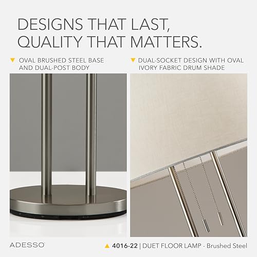 2 Light Floor Lamp (Satin Steel / Floor Lamp)