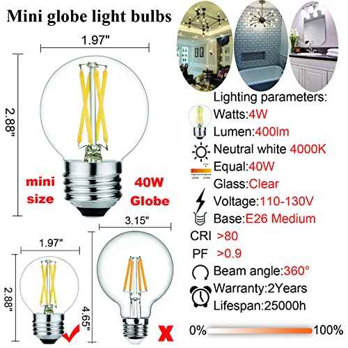 G16.5 E26 Light Bulb (Neutral White 4000k 4w=40w E26)