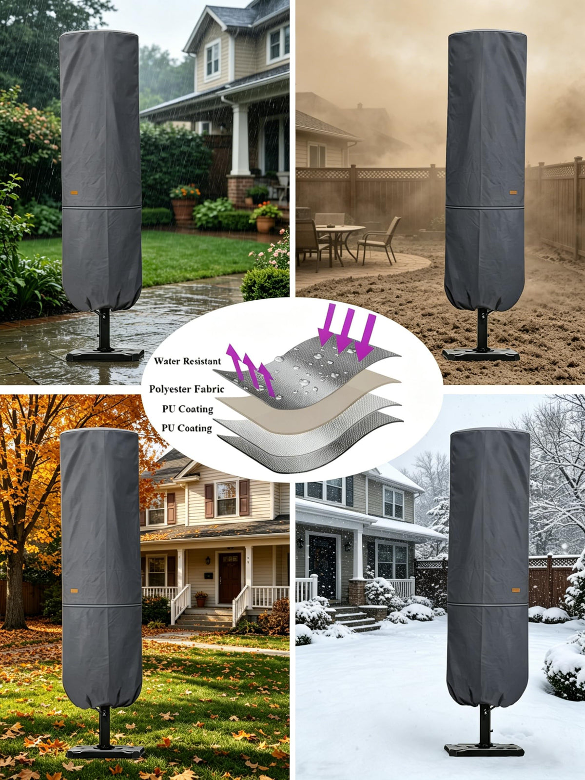 Patio Umbrella Cover for 7' (Dark Grey / 7'-11' or 15')